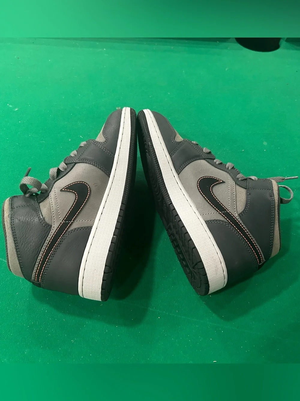 Nike Kids Grey and Orange High-Top Sneakers